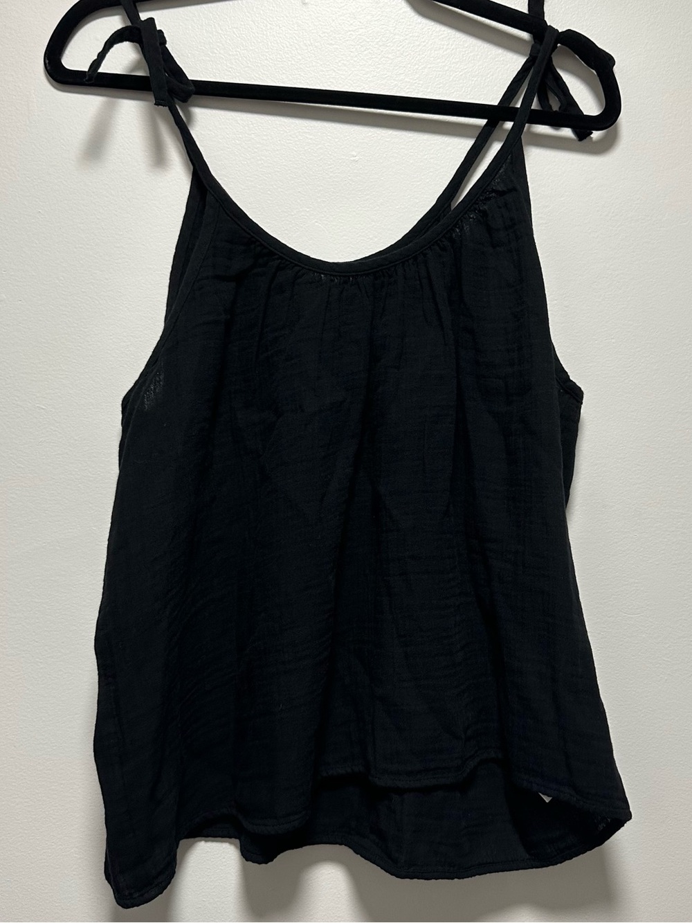 GAP Black Tie-Shoulder 100% Cotton Tank Top - Women's